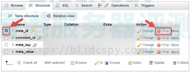 phpMyAdmin怎么删除数据表